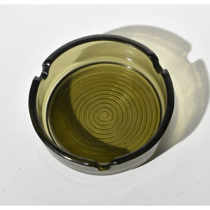 Vintage Ash Tray, Gray Smokey Glass Retro MCM Round 3.5 inches x 1 inch, 3 slots